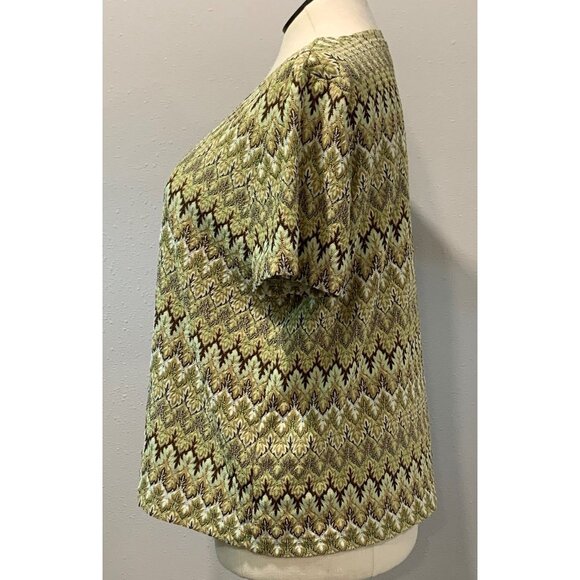 Alfred Dunner Womens Zigzag Pattern Short Sleeve Knit Top Lined Multicolor Sz XL - Picture 3 of 14